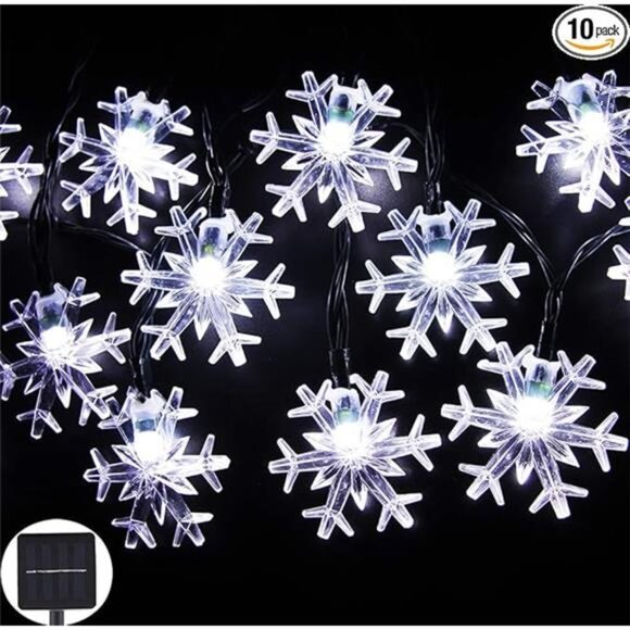 Solar Christmas String Lights Outdoor Waterproof 30 LED 20Feet Solar Snowflake - Picture 7 of 7